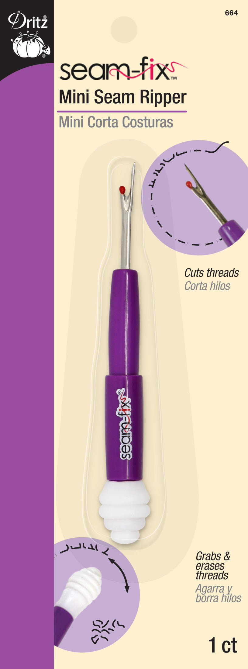 Dritz Seam-Fix 664 découd-vite mini à embout gomme