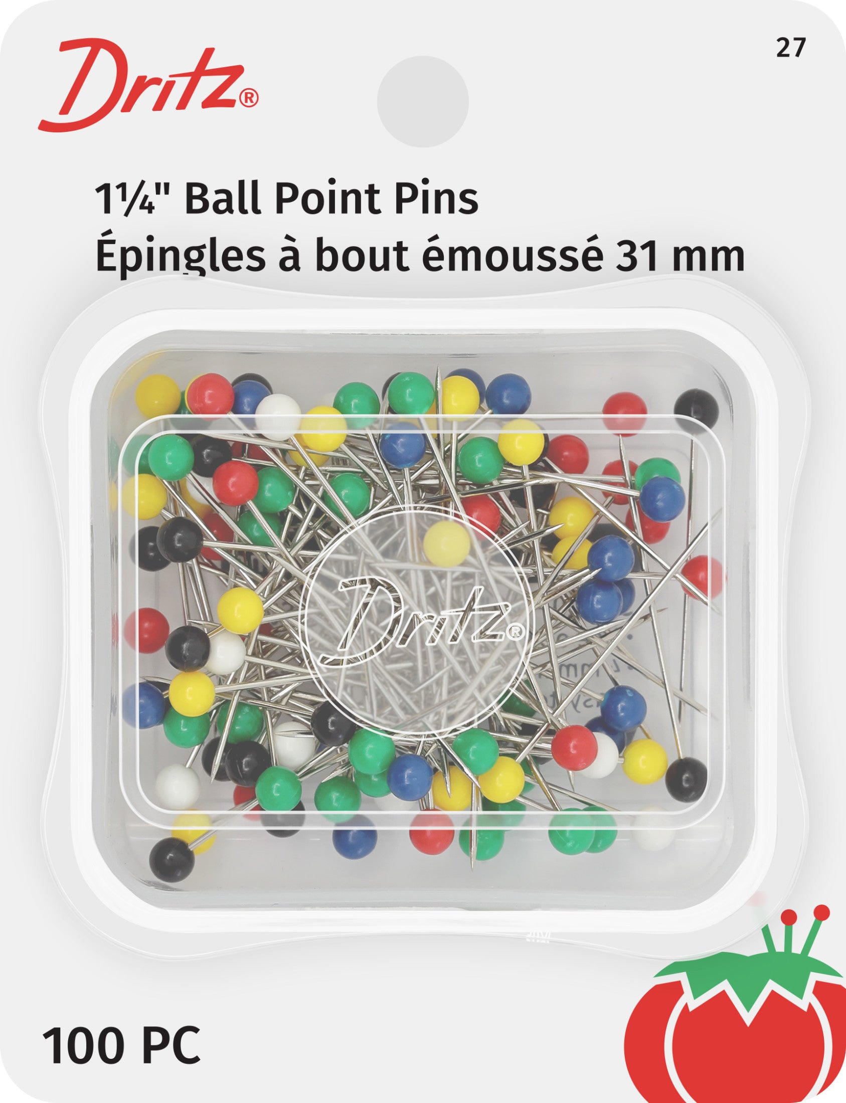 Dritz 27 épingles boule jersey 32 mm 100 pcs