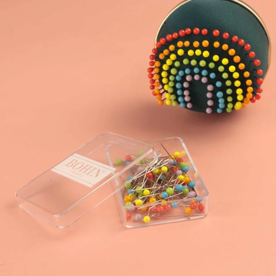 Bohin Épingles tête verre extra-fines 30 mm 80 pièces arc-en-ciel