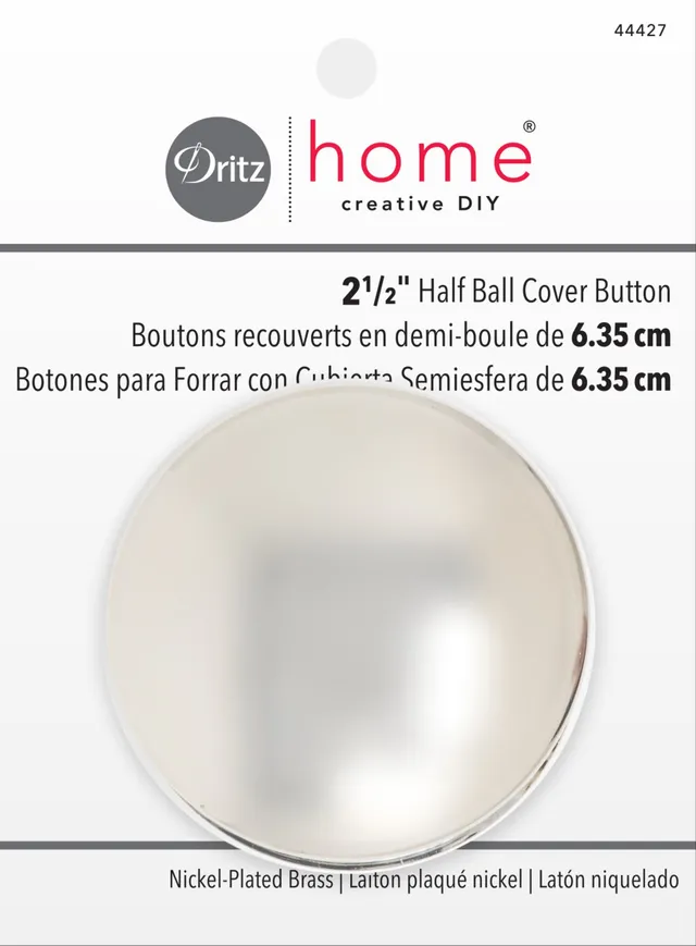 Dritz Bouton à Recouvrir Demi-Boule Nickel 63 mm