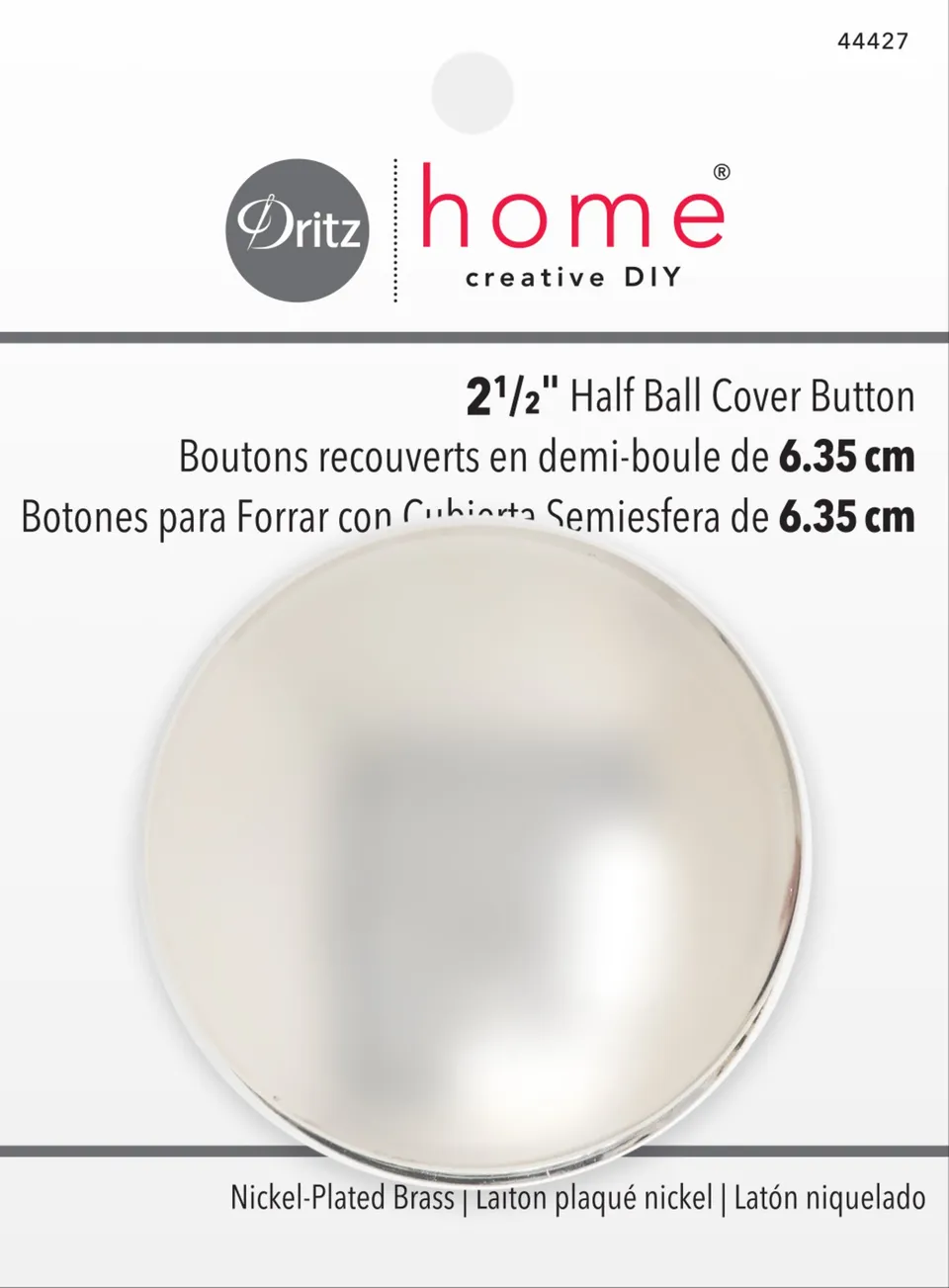 Dritz 44427 Bouton à Recouvrir Demi-Boule Nickel 63 mm