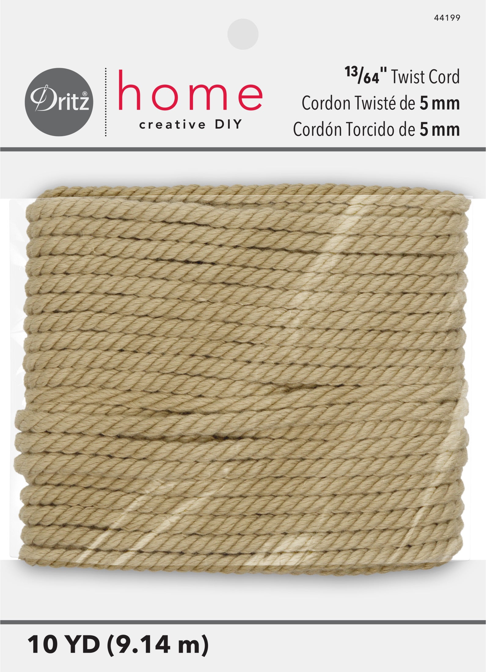 Dritz Corde torsadée naturel 9,1 m passepoil déco