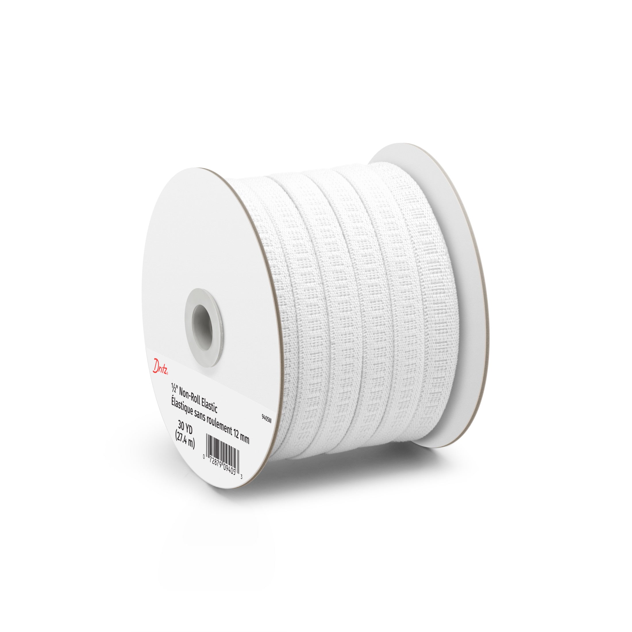 Dritz Élastique plat anti-roule 13mm blanc 27m