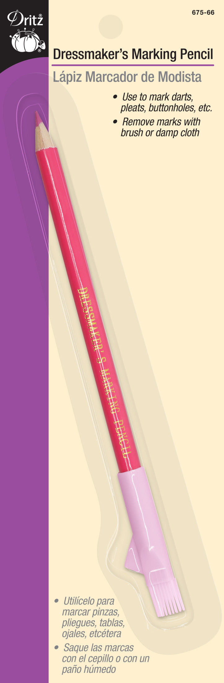 Dritz Marking Crayon couture assorti blanc bleu rose brosse