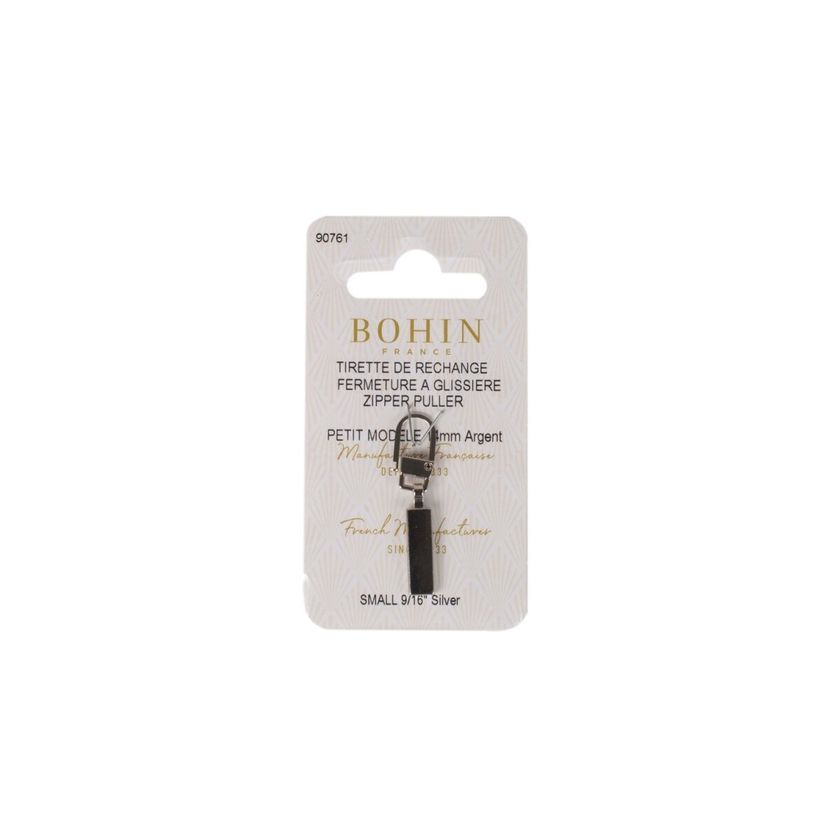 Bohin tirette rechange fermeture éclair argent 40 mm