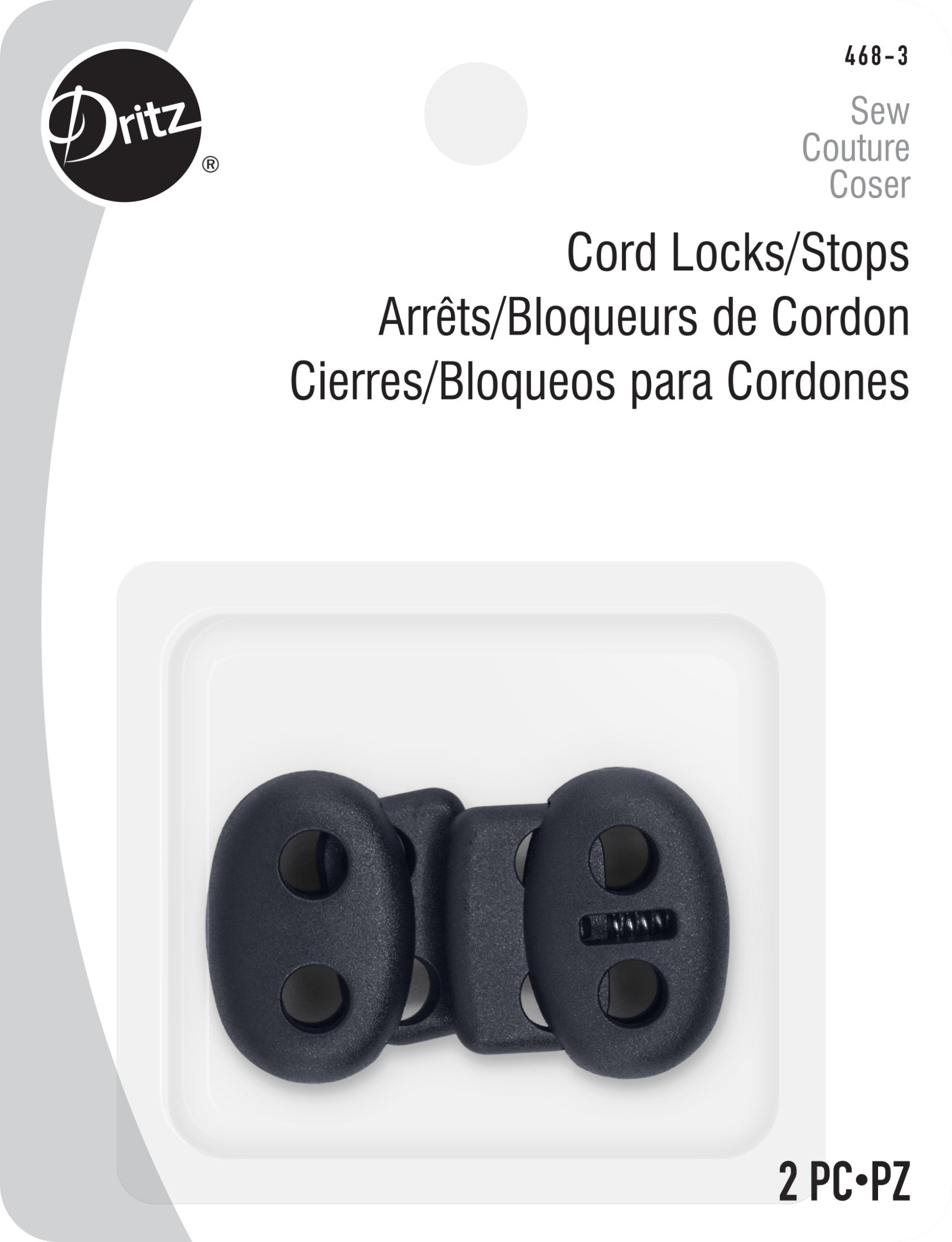 Dritz Stop cordon plastique noir 2 pc cordon vêtement