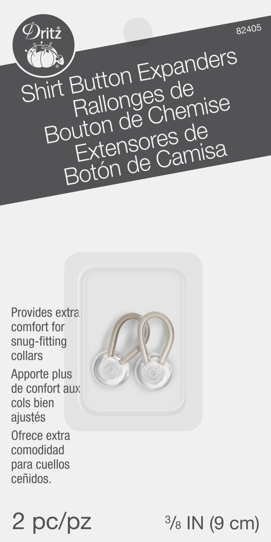 Dritz extenseurs bouton chemise blanc 10 mm lot 2
