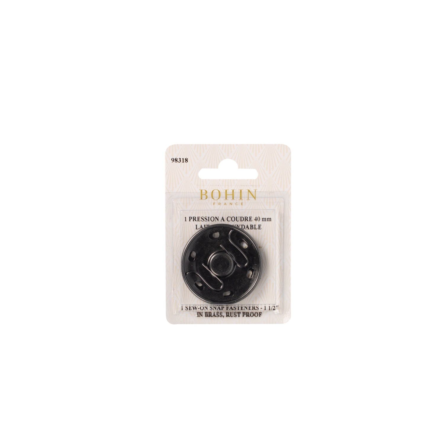 Bohin pressions à coudre Noir 25 mm laiton grandes tailles