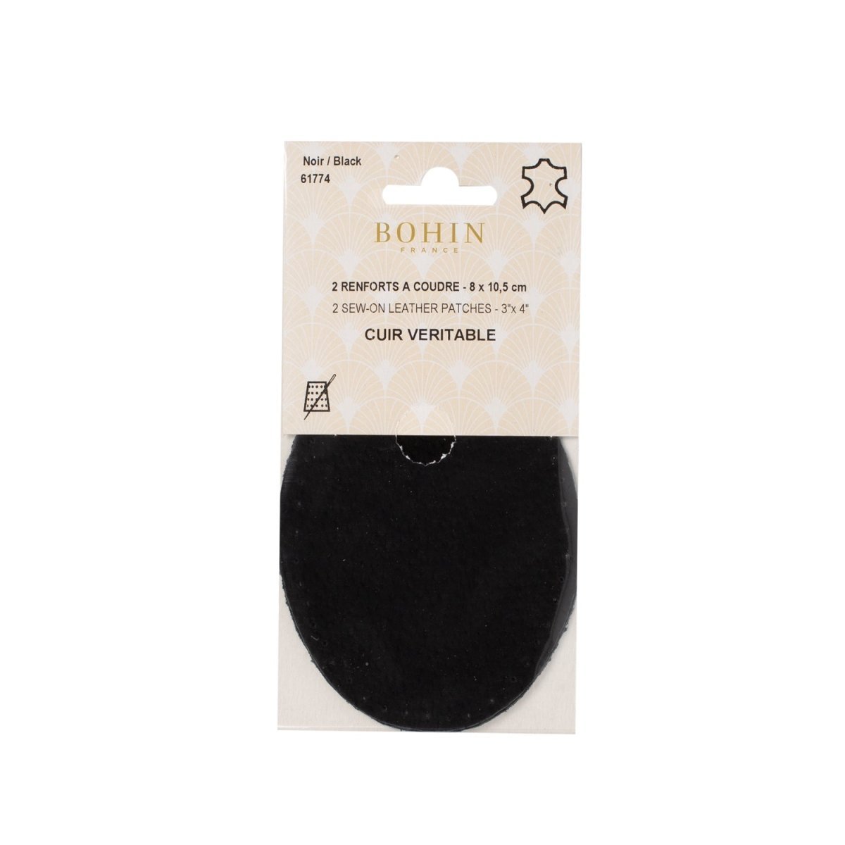 Bohin Renforts Coudes Genoux Cuir à Coudre Tabac Paire