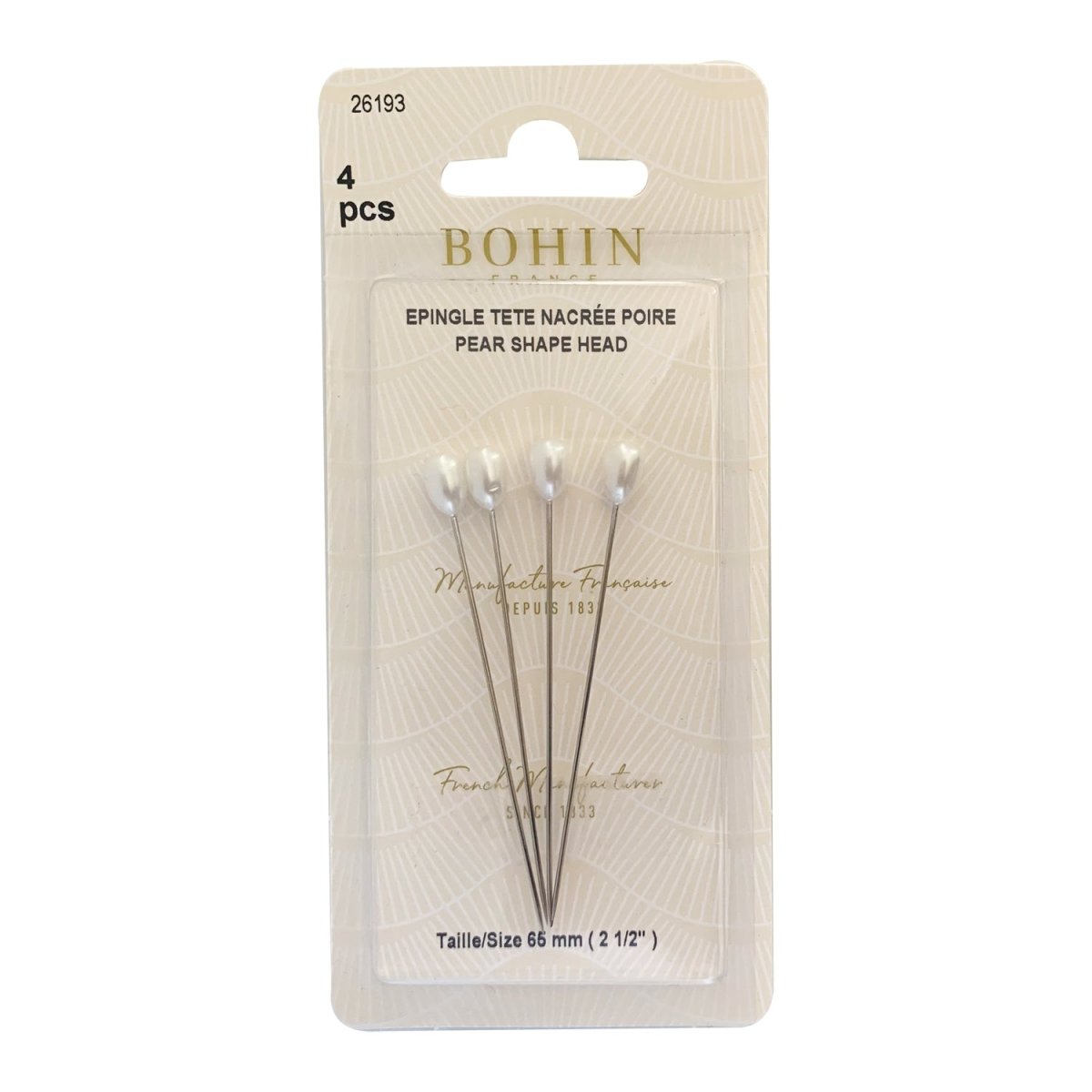 Bohin Épingles extra-longues tête perle 65 mm x 0,80 mm