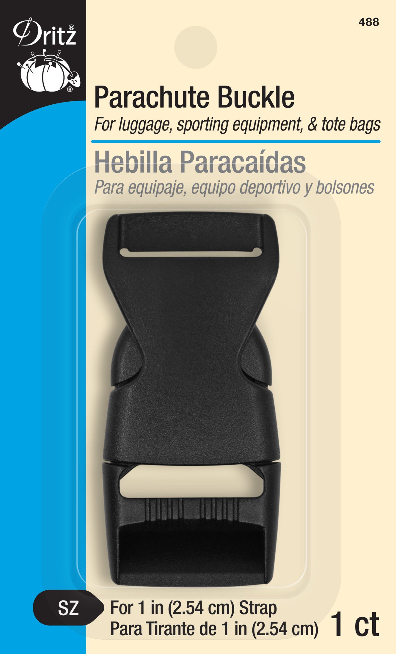 Dritz Parachute boucle plastique noire 25 mm 1 pièce