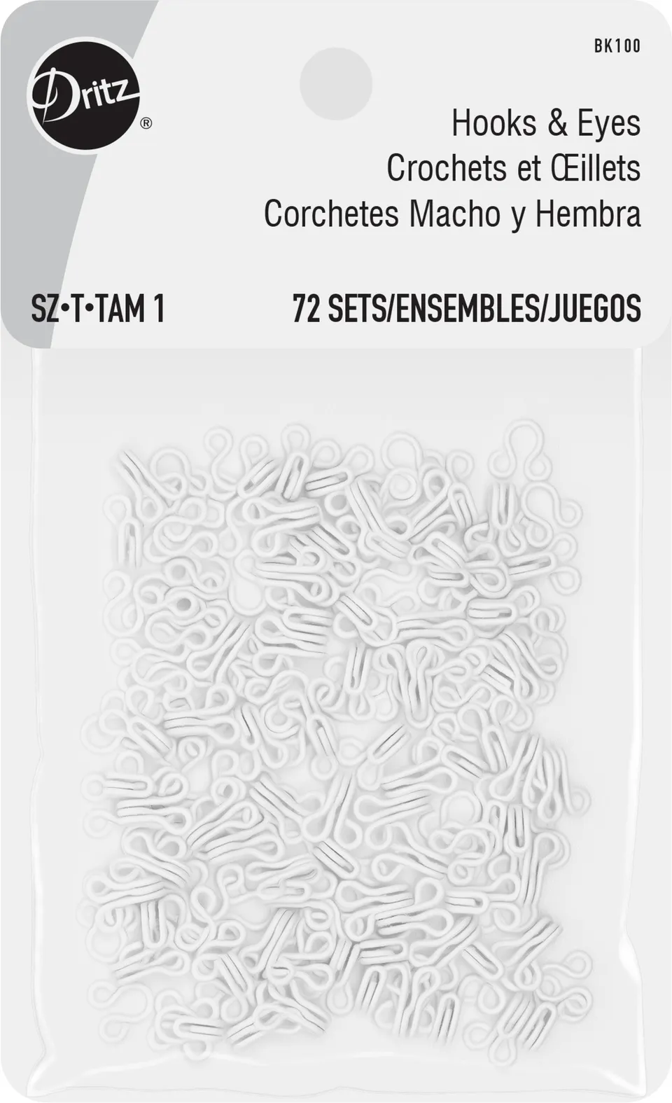 Dritz agrafes crochets et porteuses blanc 72 pièces