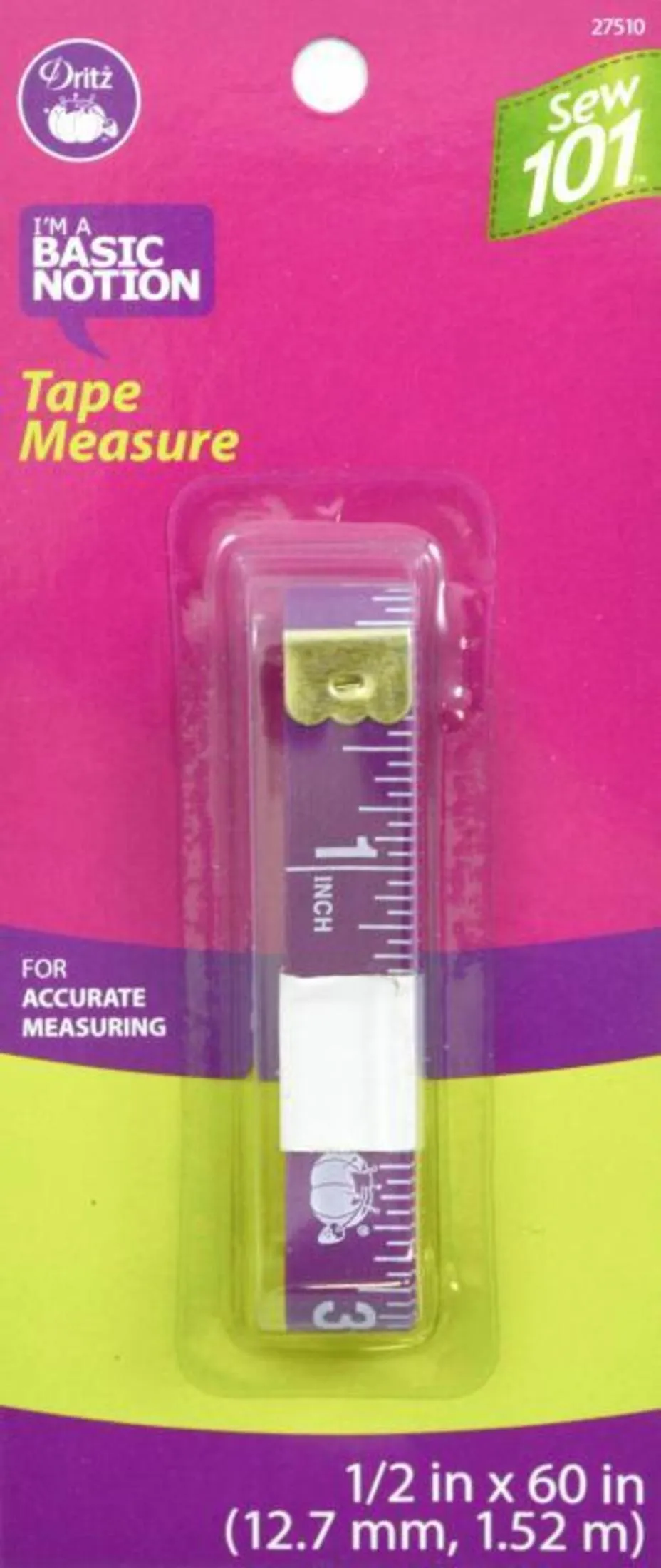 Dritz Marking Mètre Ruban Couture 1/2"x60" fibre verre