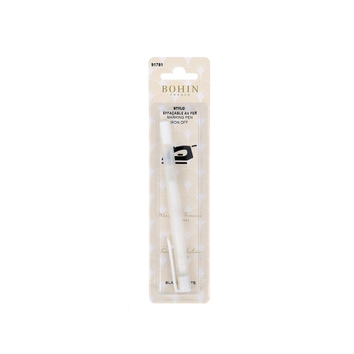 Bohin Marquage stylo tissu effaçable fer feutre blanc