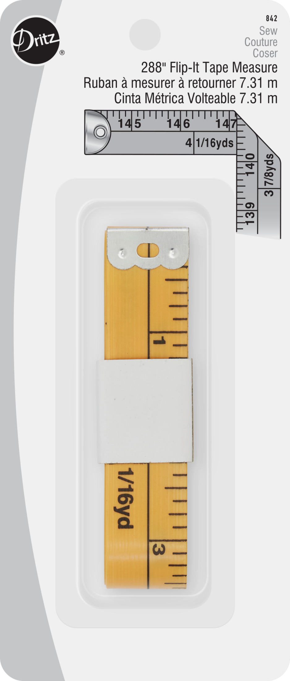 Dritz Marking Mètre Ruban Flip-It 366 cm Fibre de Verre Double Sens