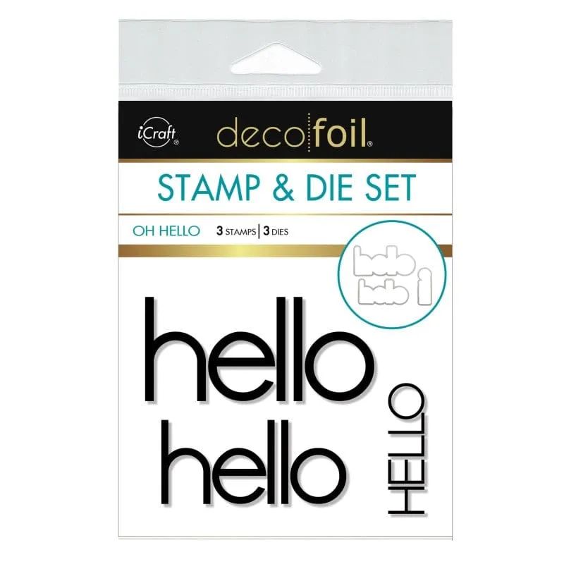 HeatnBond Deco Foil Oh Hello set tampons + dies scrapbooking