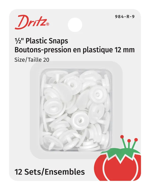 Dritz Fasteners boutons-pression plastique blancs 12 jeux