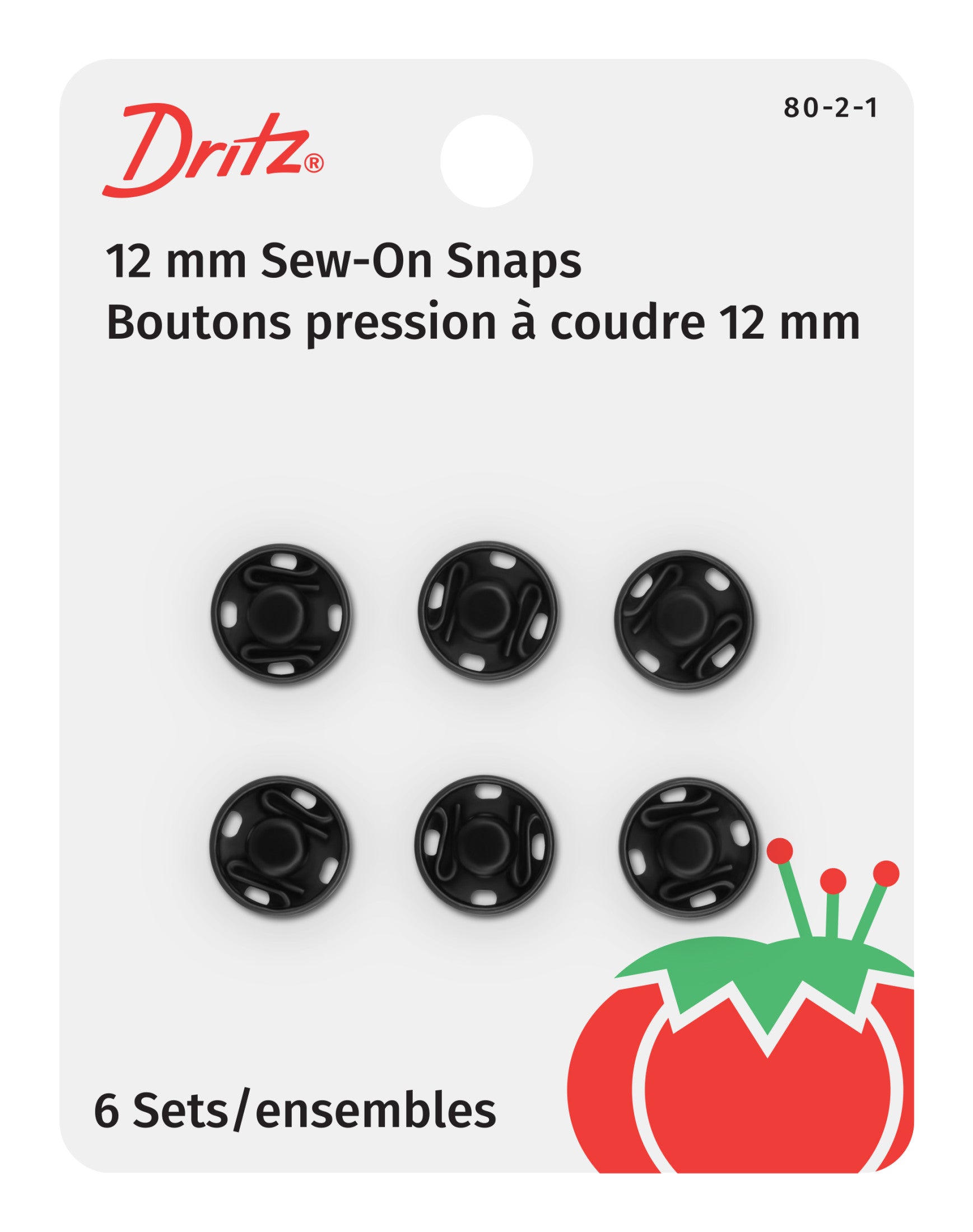 Dritz Fasteners Bouton Pression à Coudre Nickel x6