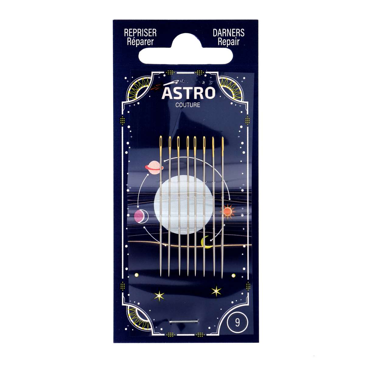 Bohin Astro Aiguilles à repriser N°3 à 9 acier doré