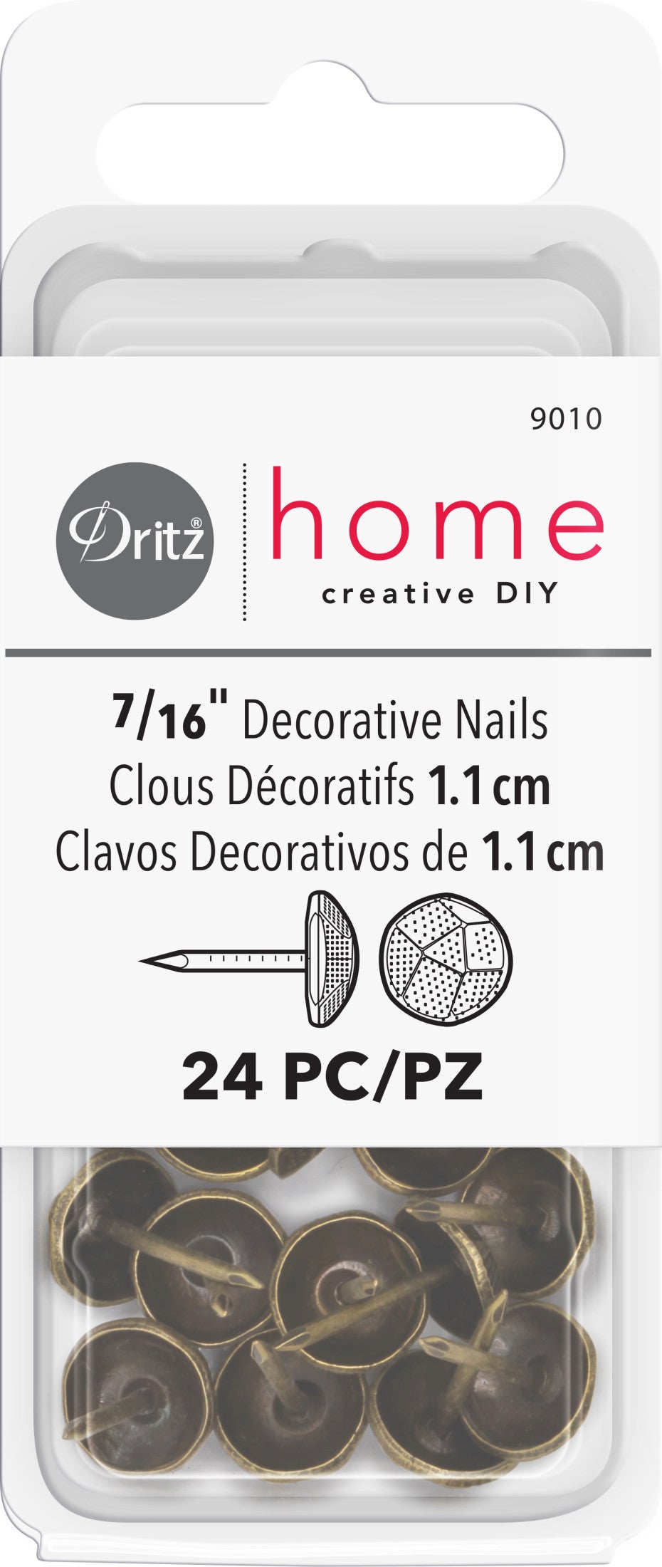 Dritz Nails Clous Tapissier Laiton 11 mm lot 24 texturé