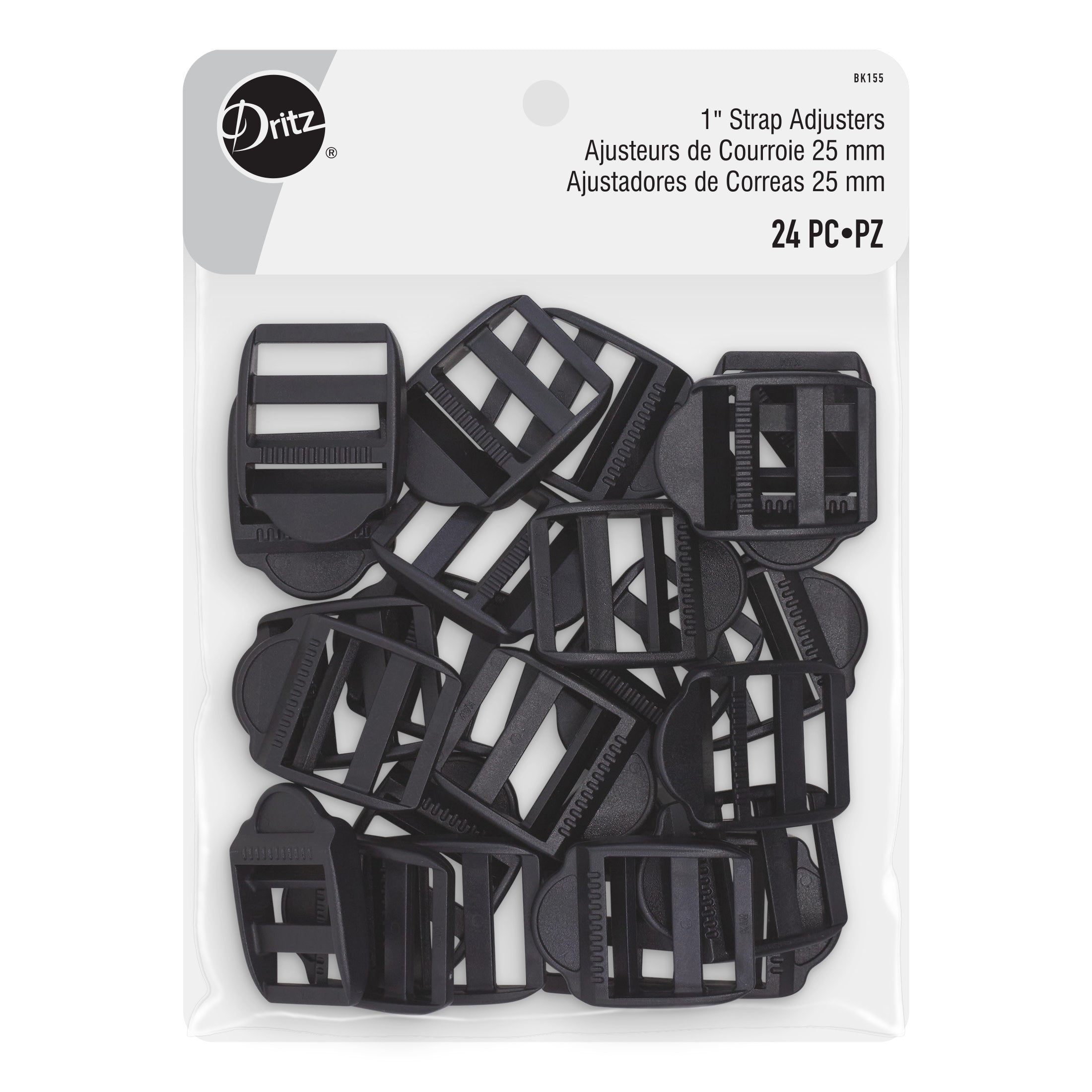 Dritz Fasteners Boucles réglage sangle 1" noires x24
