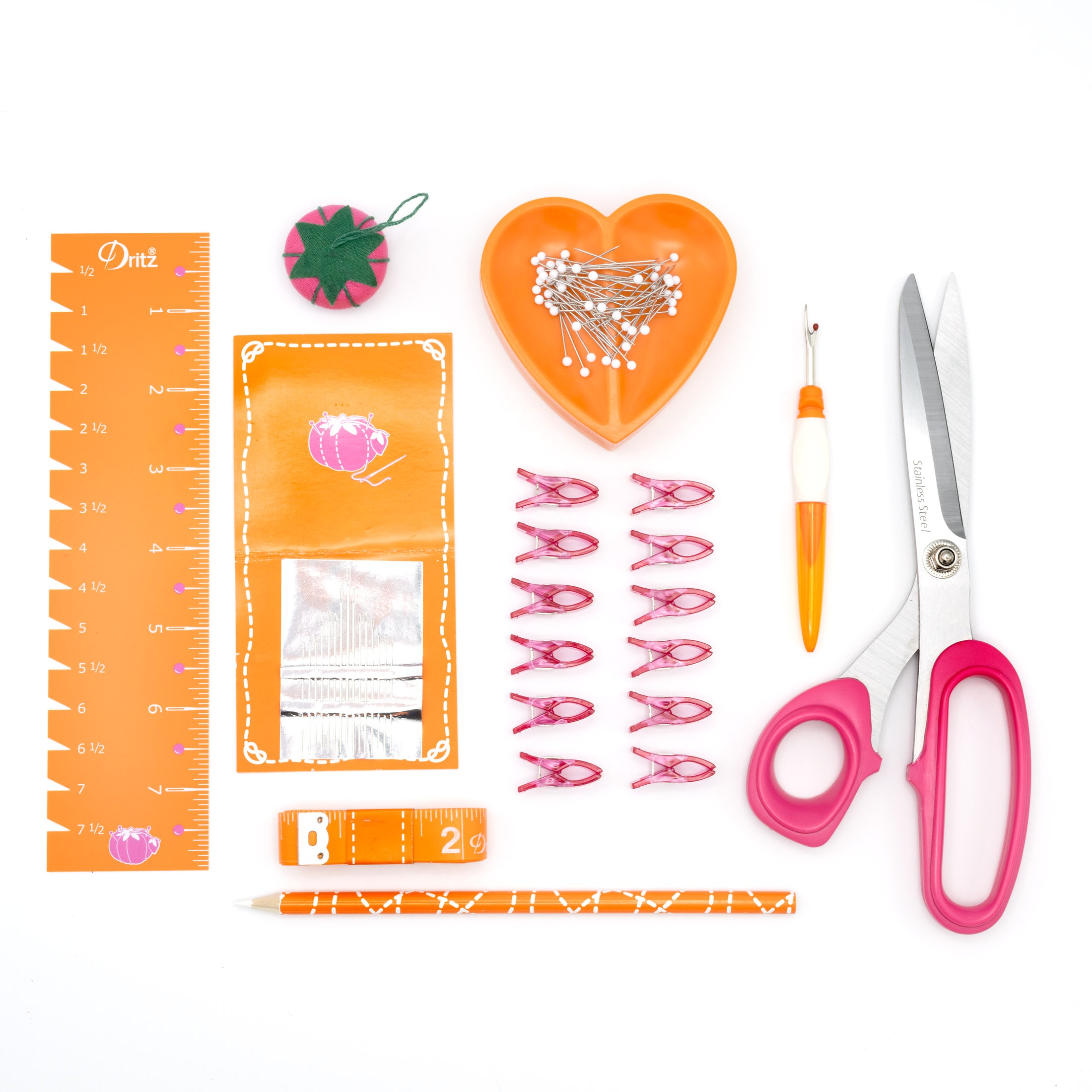 Dritz Essential Sewing Box Kit boîte couture orange complète