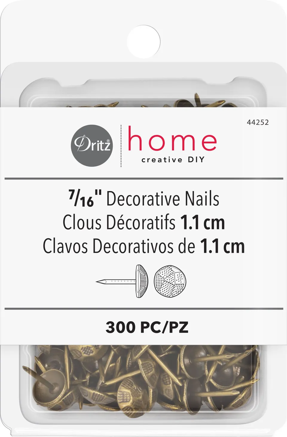 Dritz Lettering 44252 clou tapissier laiton antique 300 pc martelé