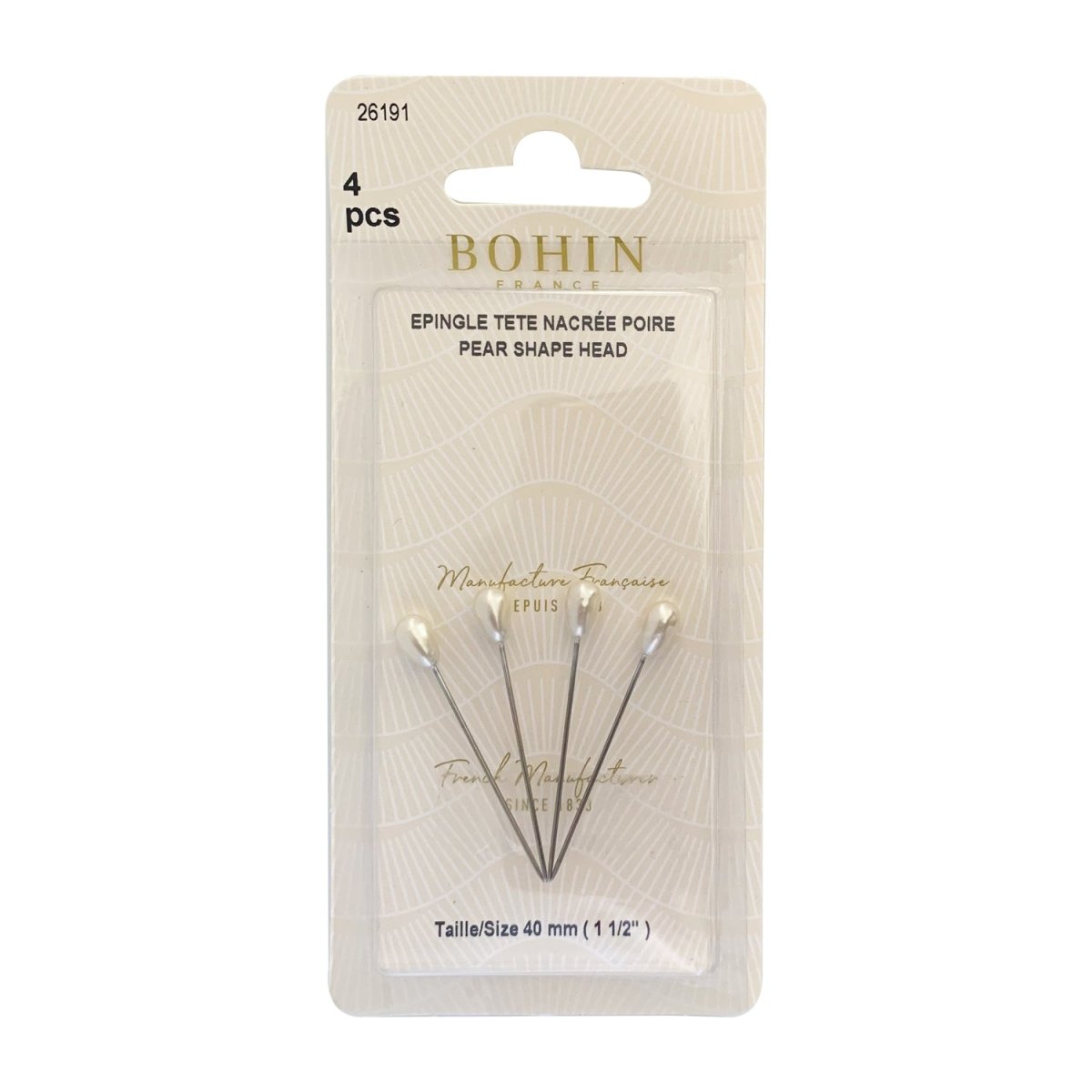 Bohin Épingles extra-longues tête perle 65 mm x 0,80 mm