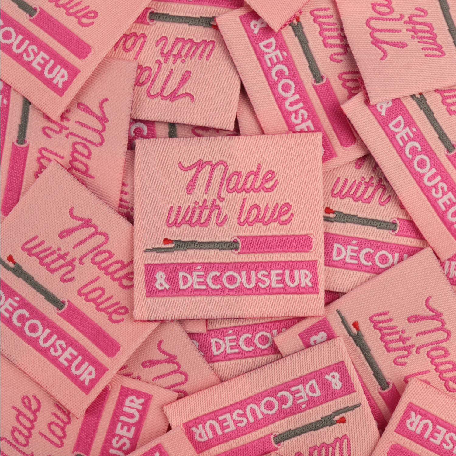 Bohin Étiquettes Àtiquette Made with love étiquette 3,5 cm
