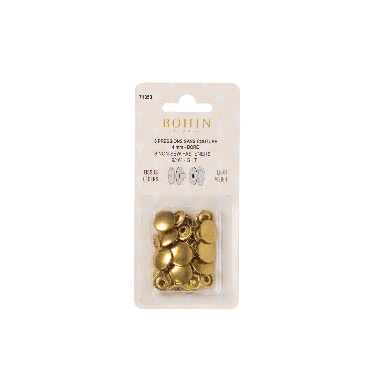 Bohin pressions bouton pression 14 mm argent