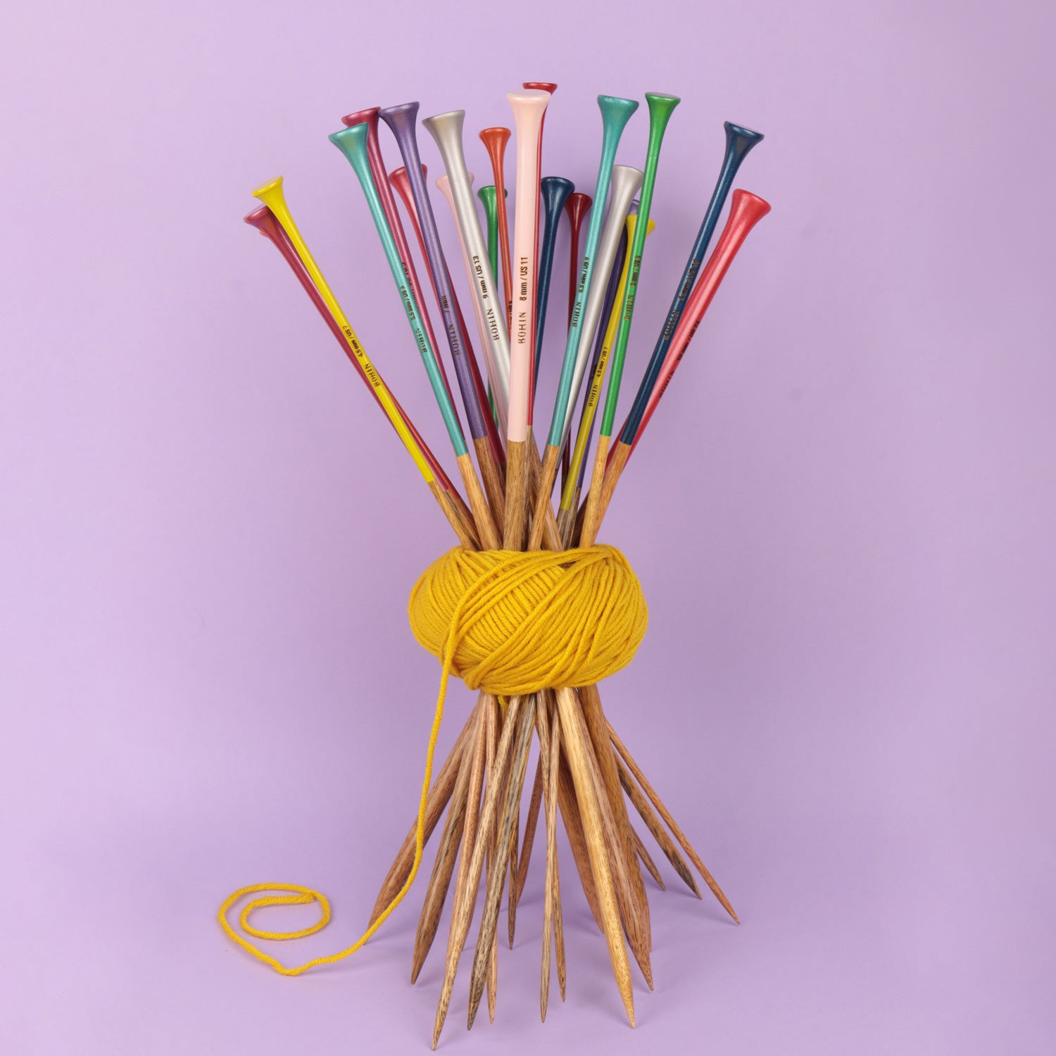 Bohin Aiguilles à tricoter bois 40 cm N°5 vert