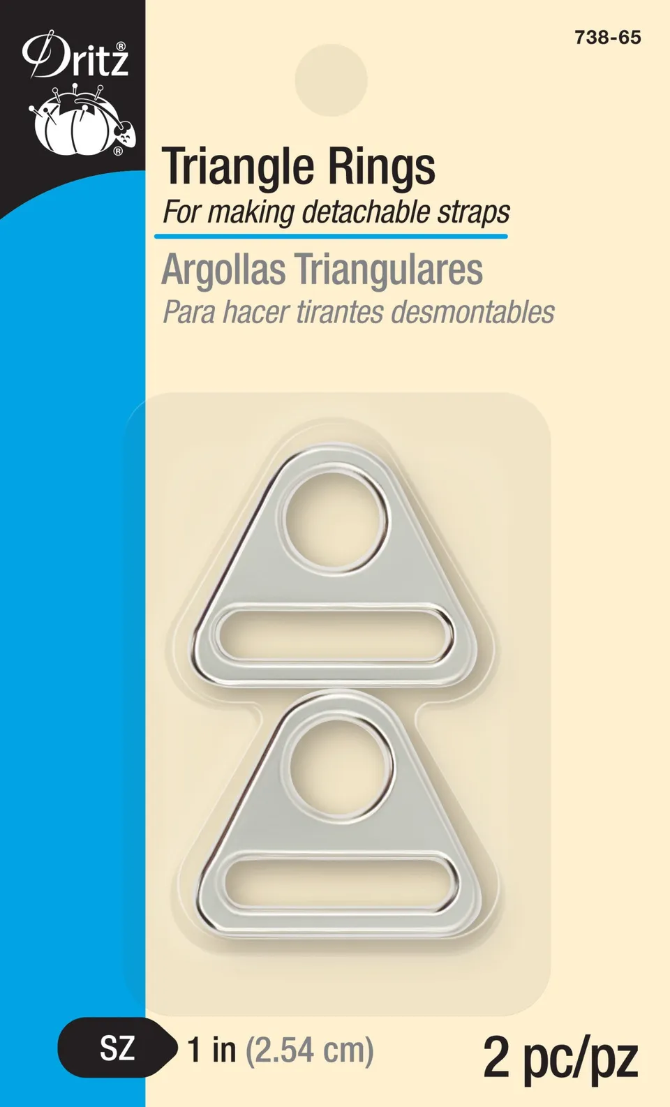 Dritz Fasteners 738-65 anneaux triangle nickel 2 pc
