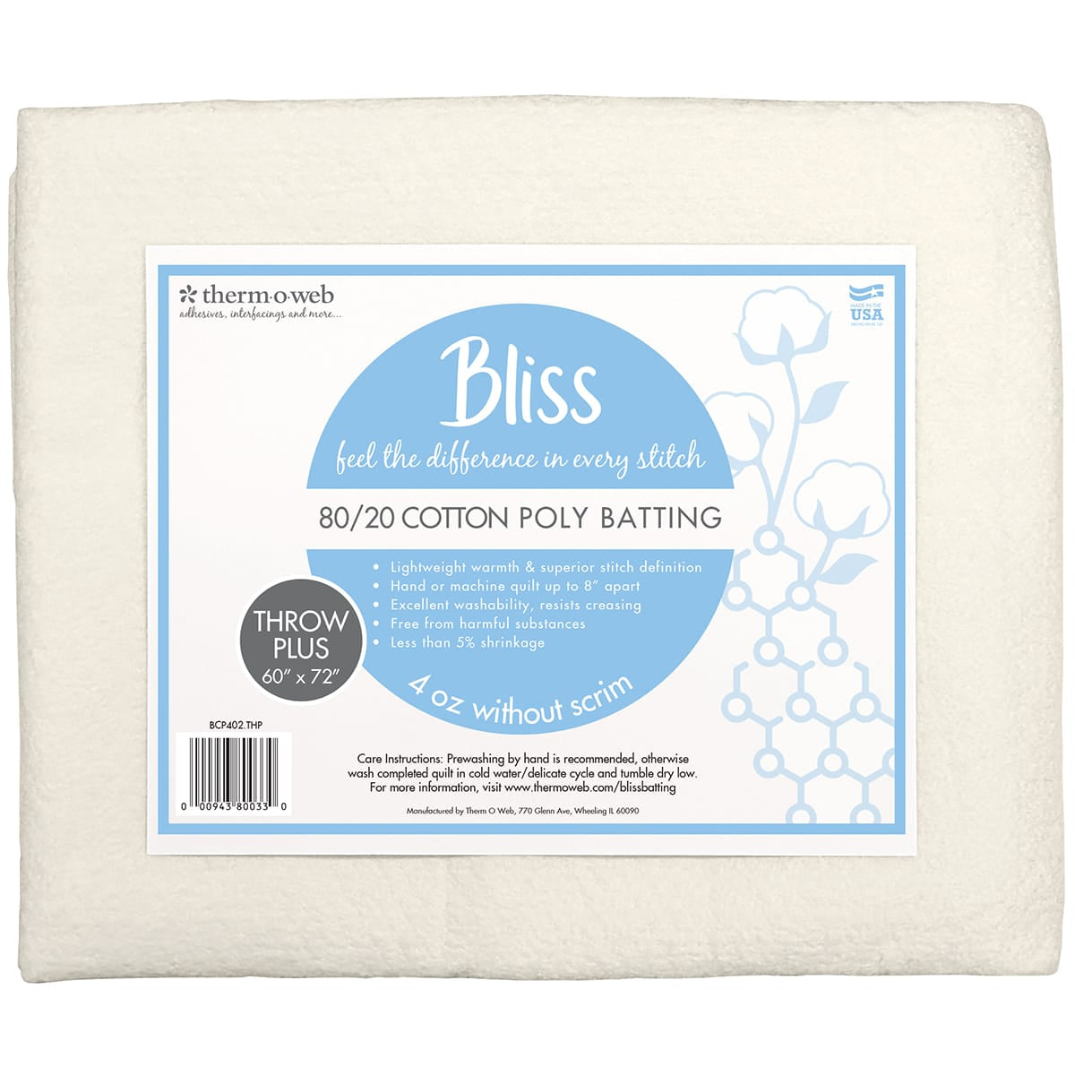 Bliss Battings ouatine coton 80/20 152x183 cm plaid