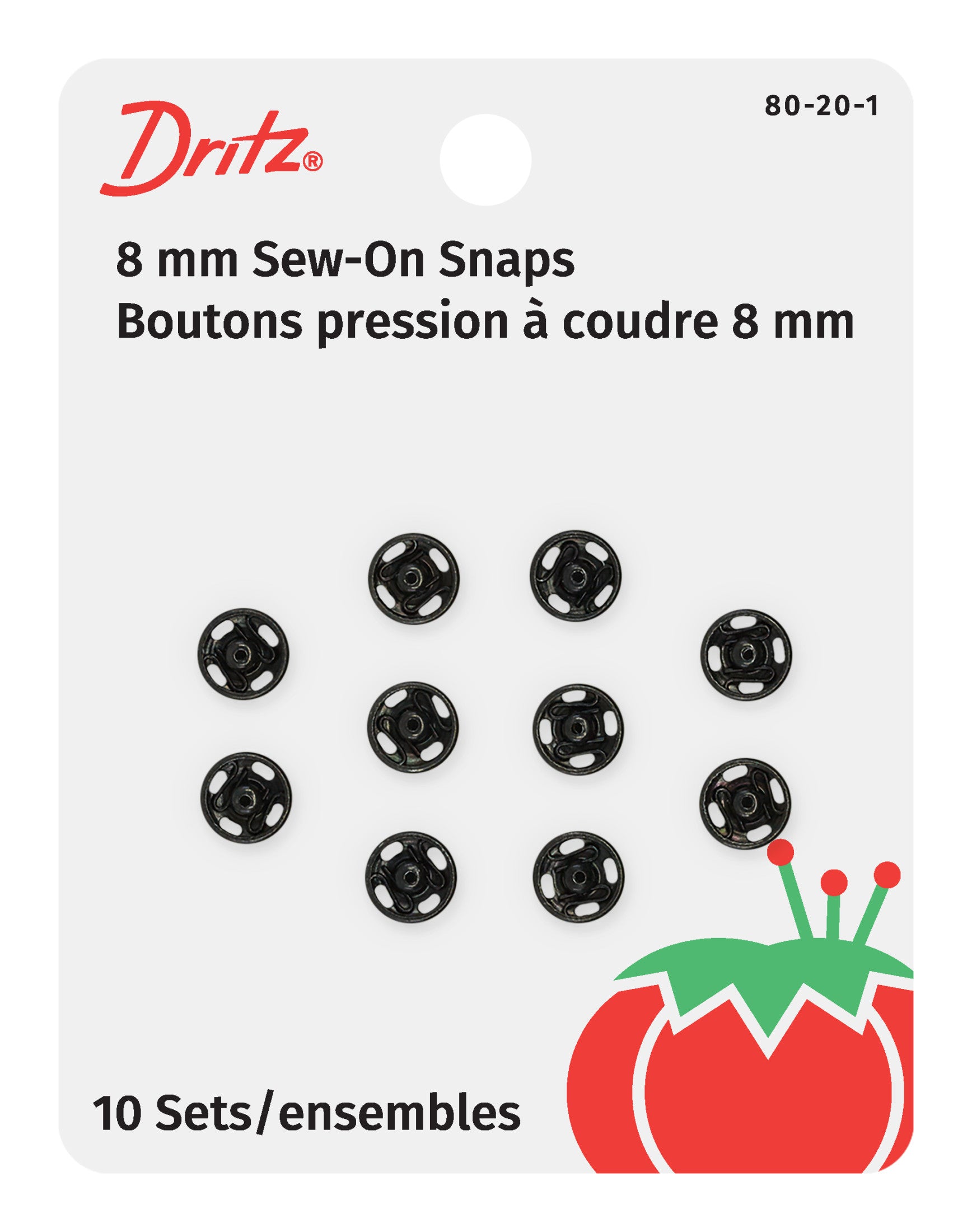 Dritz Fasteners boutons-pression à coudre nickel 10 sets