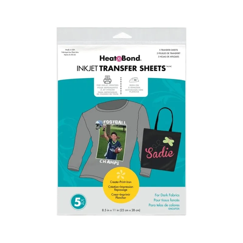 HeatnBond Inkjet Transfer Dark feuille transfert tissu foncé 5 feuilles