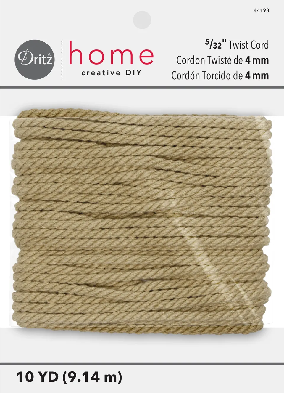 Dritz Corde torsadée naturel 9,1 m passepoil déco