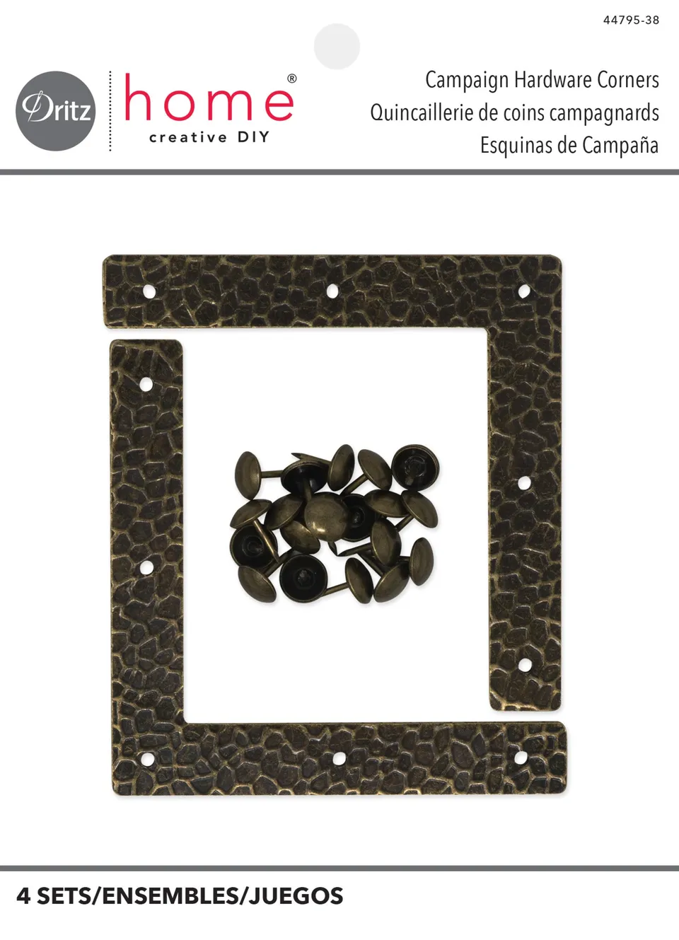 Dritz Home Décor Coins Campagne Texturés L Laiton Antique 4pc