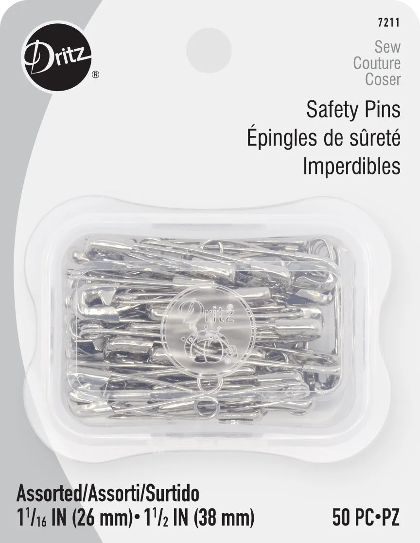 Dritz 7211 épingles de sûreté nickel assorties 50 pcs acier