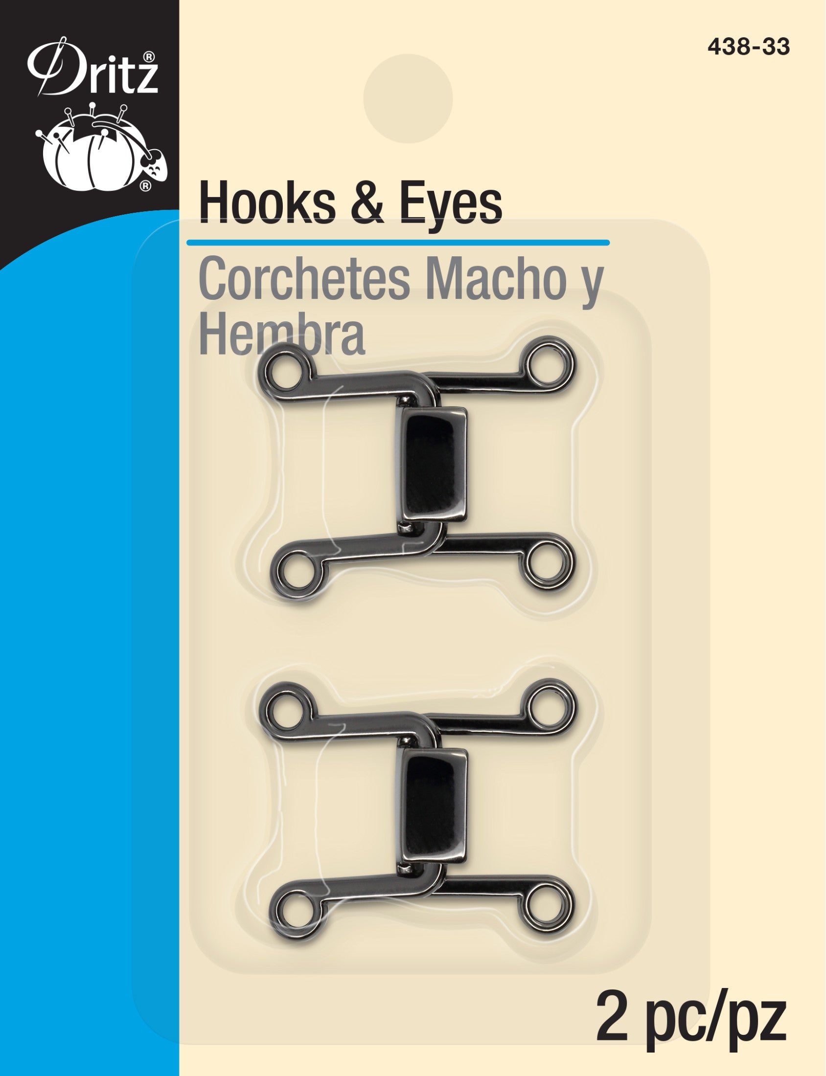 Dritz Hooks Eyes agrafes crochet jupe gunmetal 2 pc