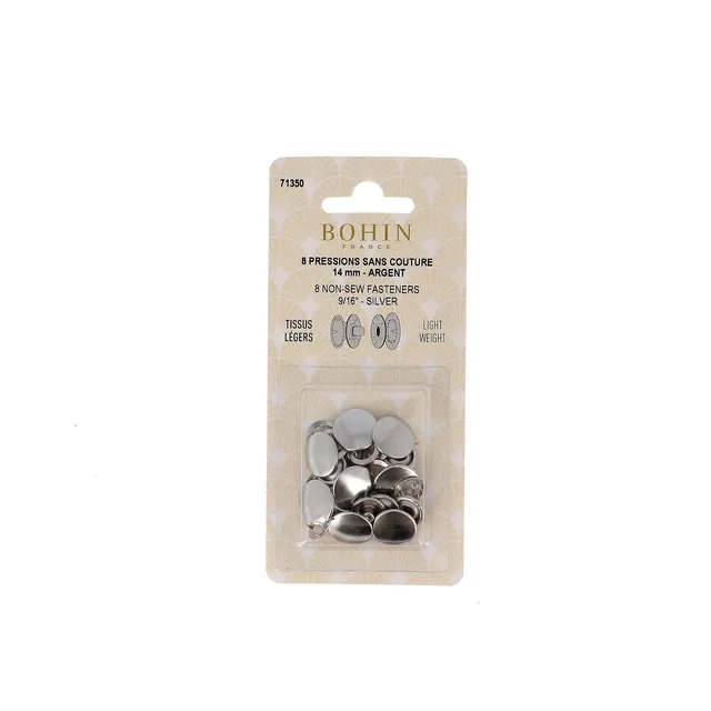 Bohin pressions bouton pression 14 mm argent