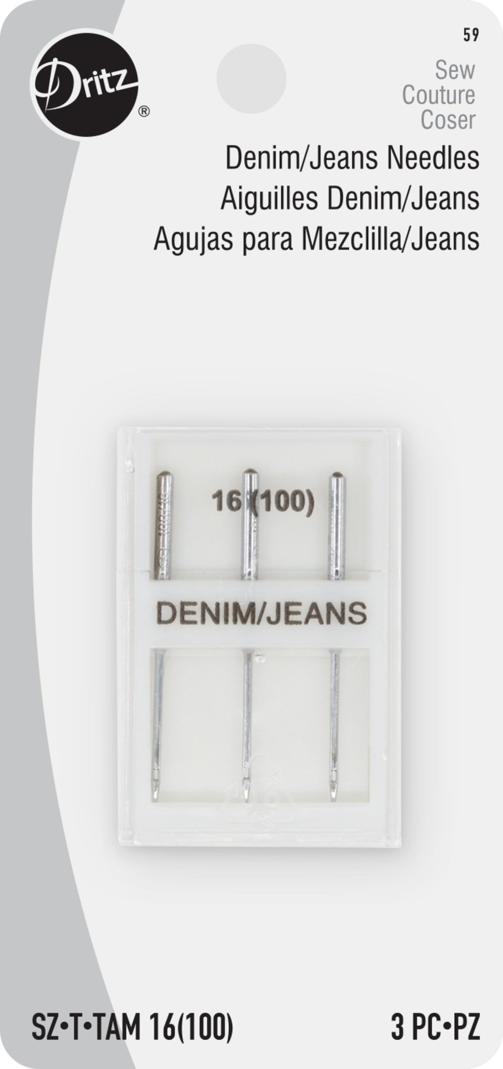 Dritz Needles aiguilles machine jean 16/100 3 pcs