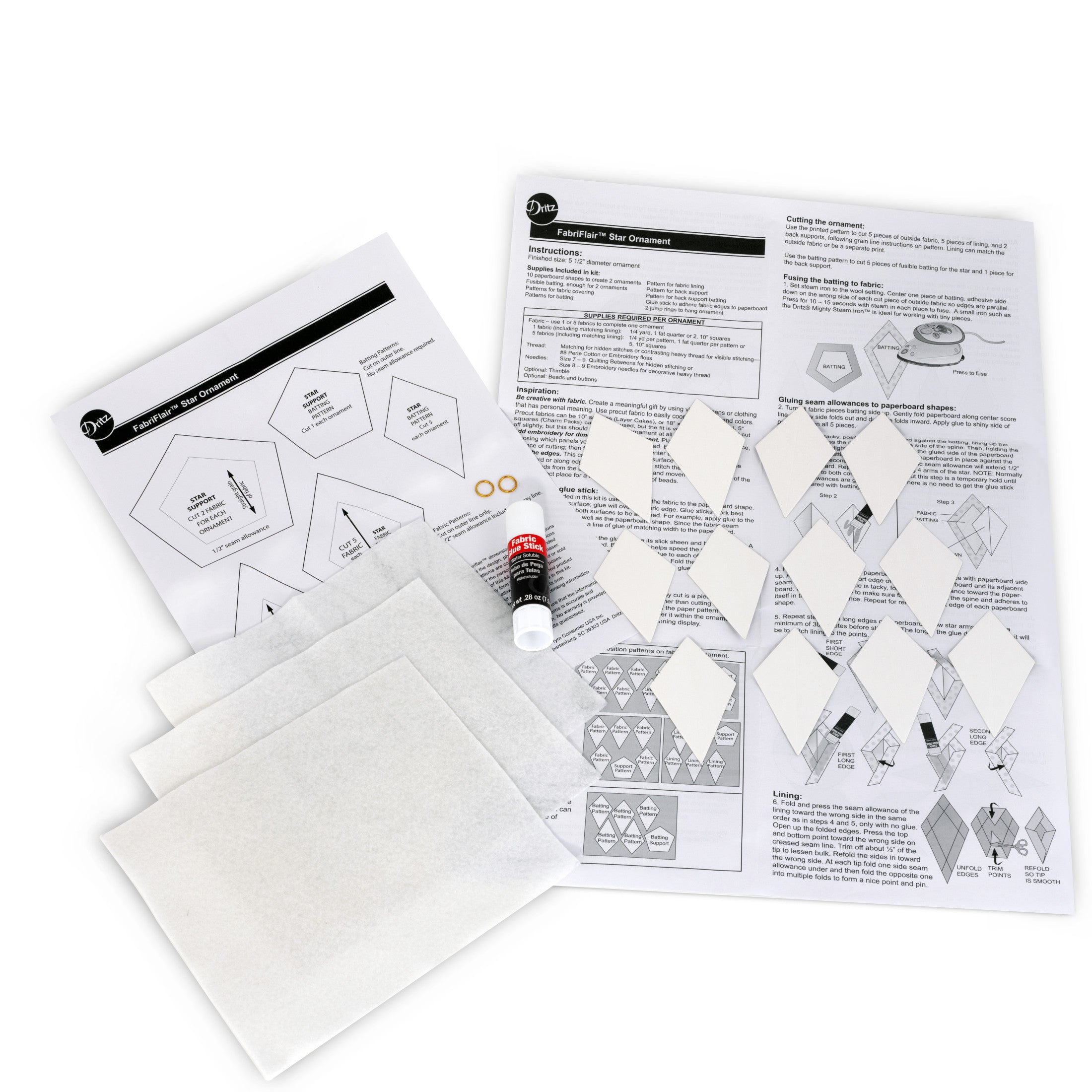 Dritz FabriFlair kit étoile tissu à coudre 14 cm 2 pièces