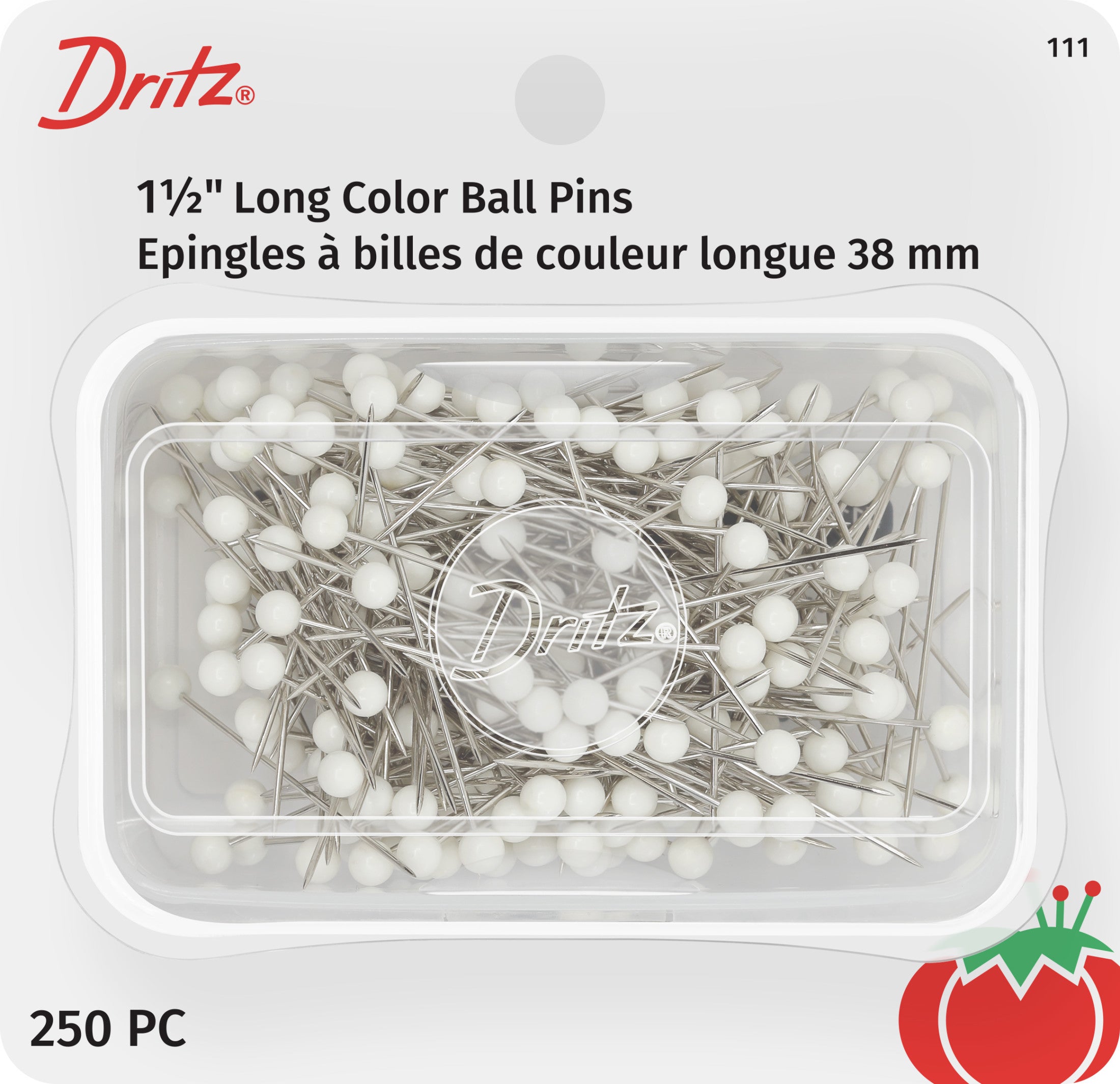 Dritz 111 Épingles boule blanches 38 mm x250