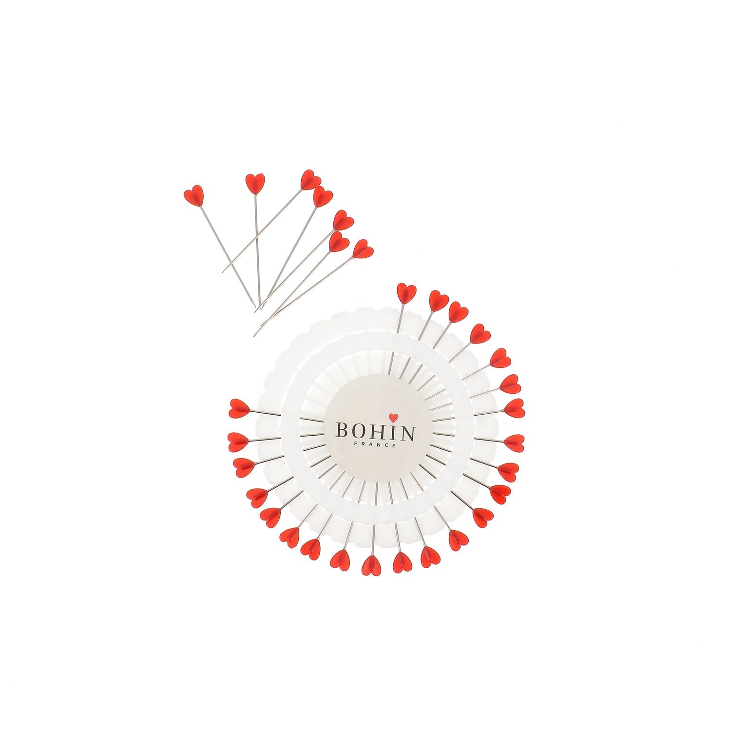 Bohin Épingles épingles cœur rouge 38 mm disque 30
