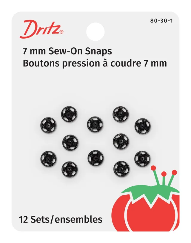 Dritz Boutons Pression à Coudre Noirs Taille 3/0 12 sets