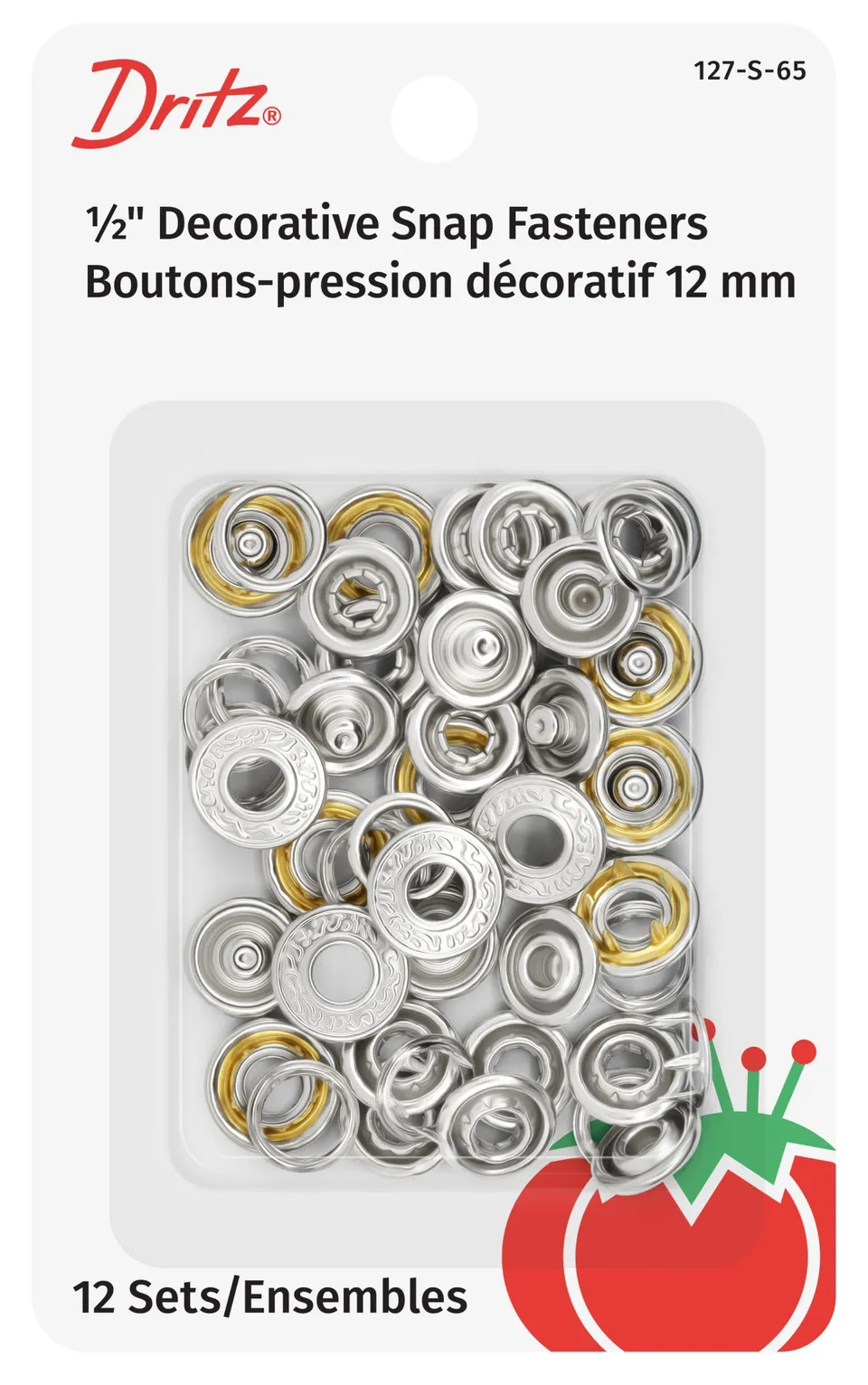 Dritz pressions décoratives nickel 12 mm lot 12 jeux