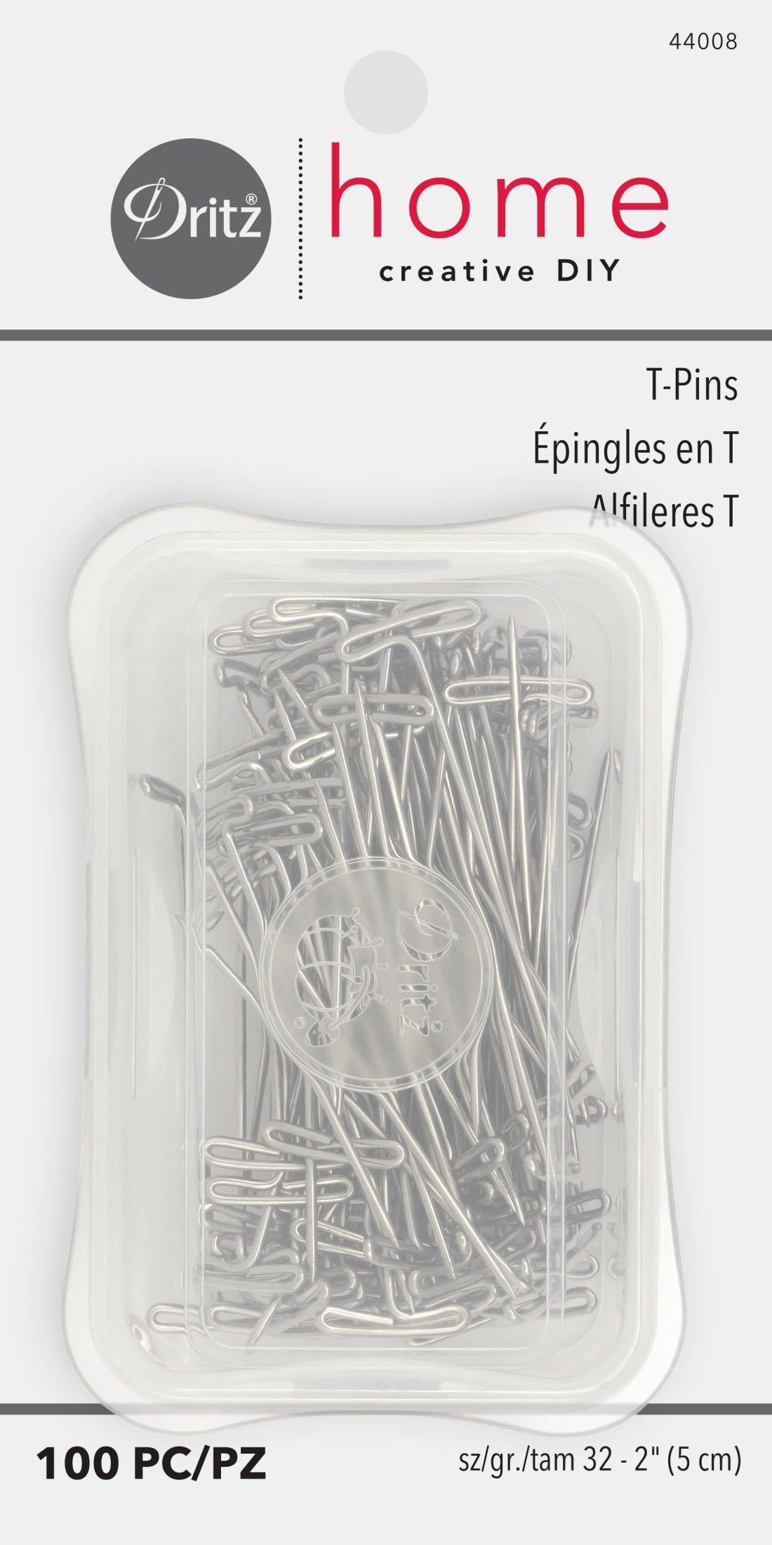 Dritz 44008 épingles en T nickel 2" x 100 pc tissu épais