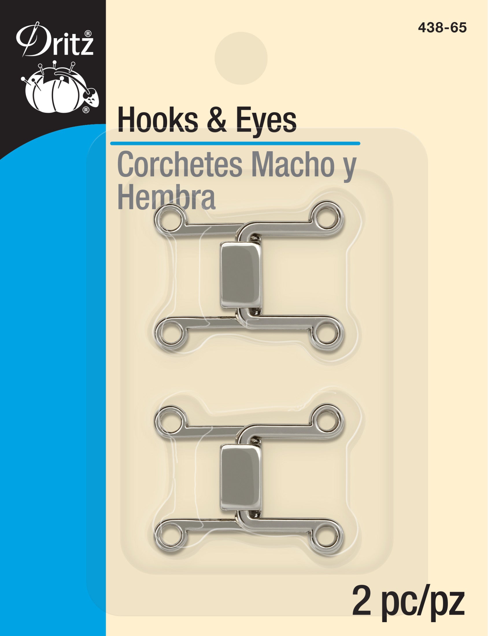 Dritz Hooks Eyes agrafes crochet jupe gunmetal 2 pc