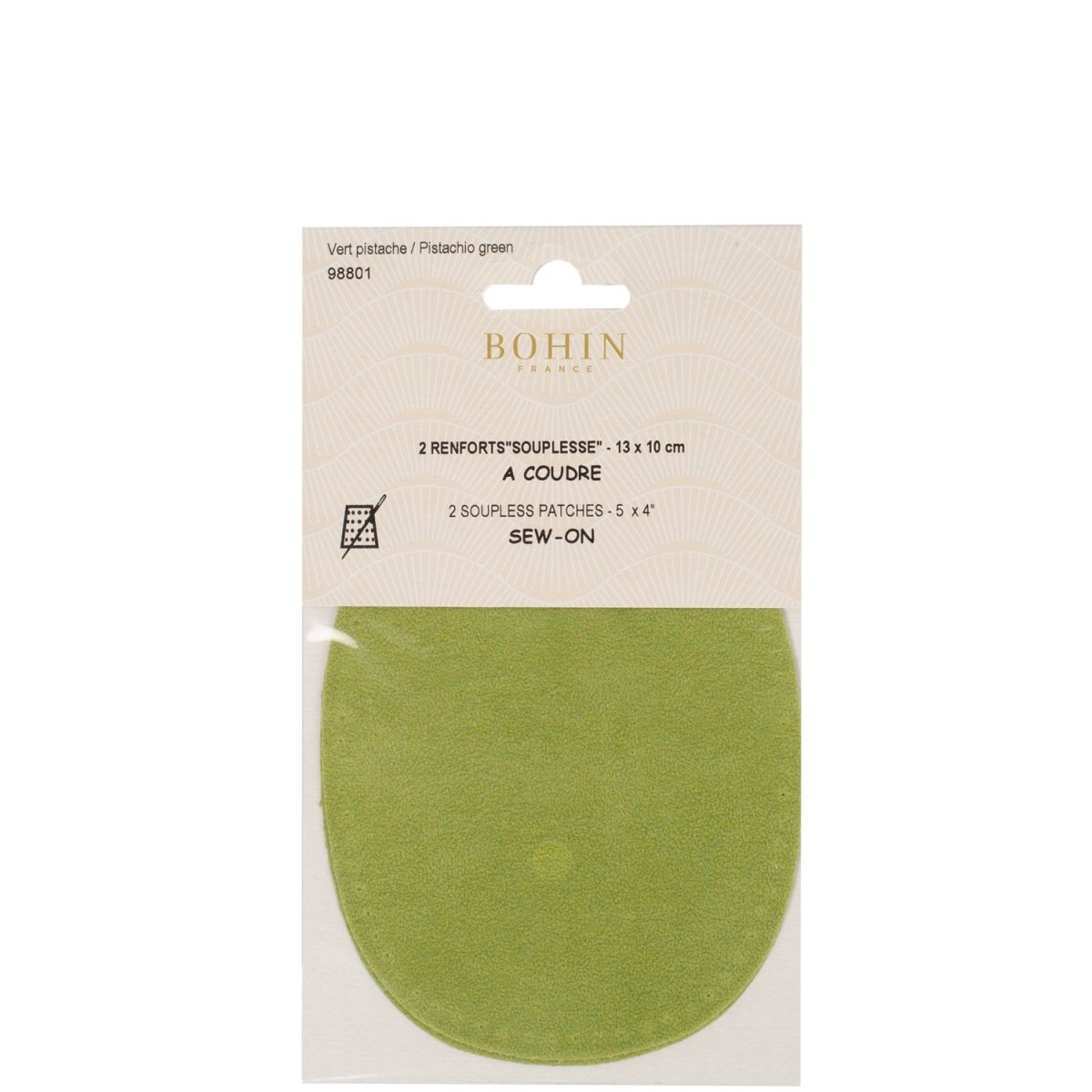 Bohin Renforts coudes genoux suédine 13x10 cm rose saumon