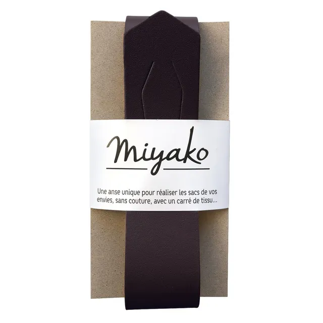 Bohin Miyako Anse Sac Main Cuir Noir 50 cm